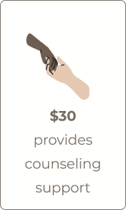 card of hands holding says $30 offeres counselign support